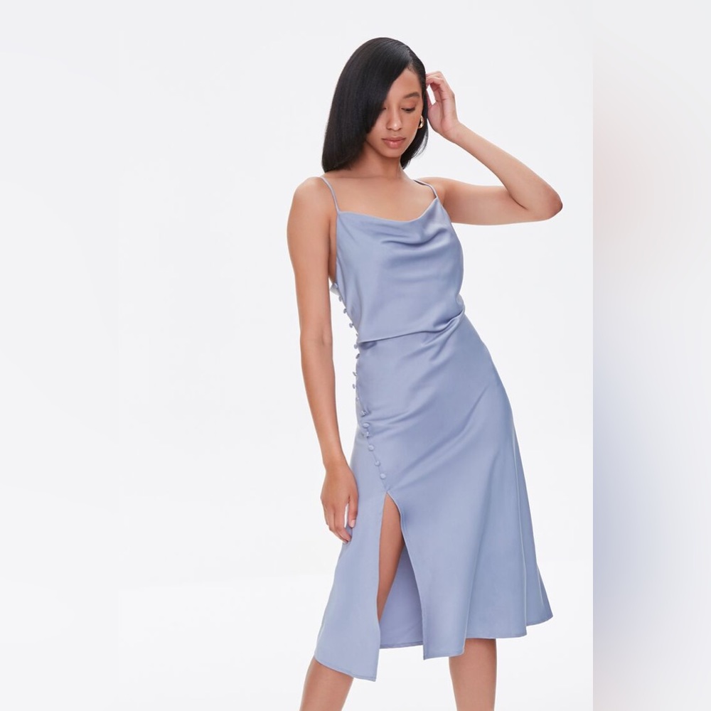 Cowl neck satin dress- can be maternity